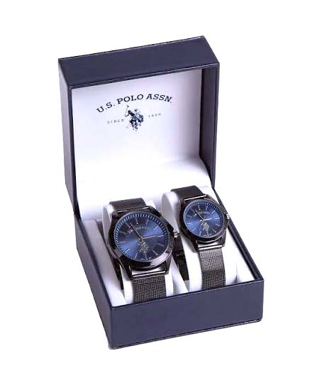 His/Hers Black and Blue Watch Set