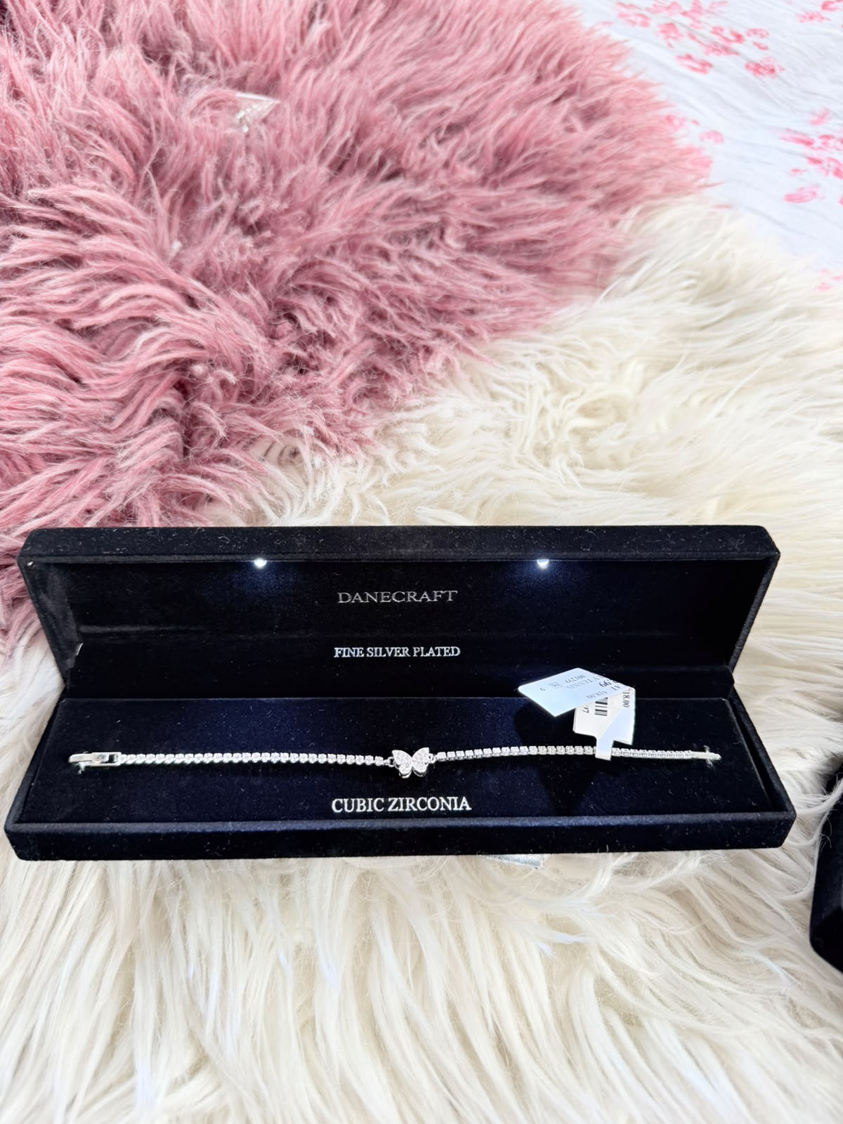 Danecraft Fine Silver Plated Cubic Zirconia Butterfly Tennis Bracelet