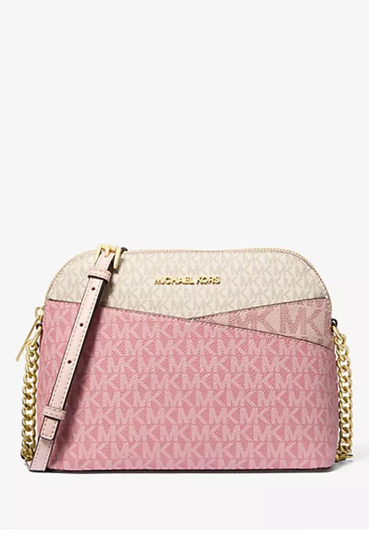 Jet Set Travel Medium Color-Block Signature Logo Crossbody Bag