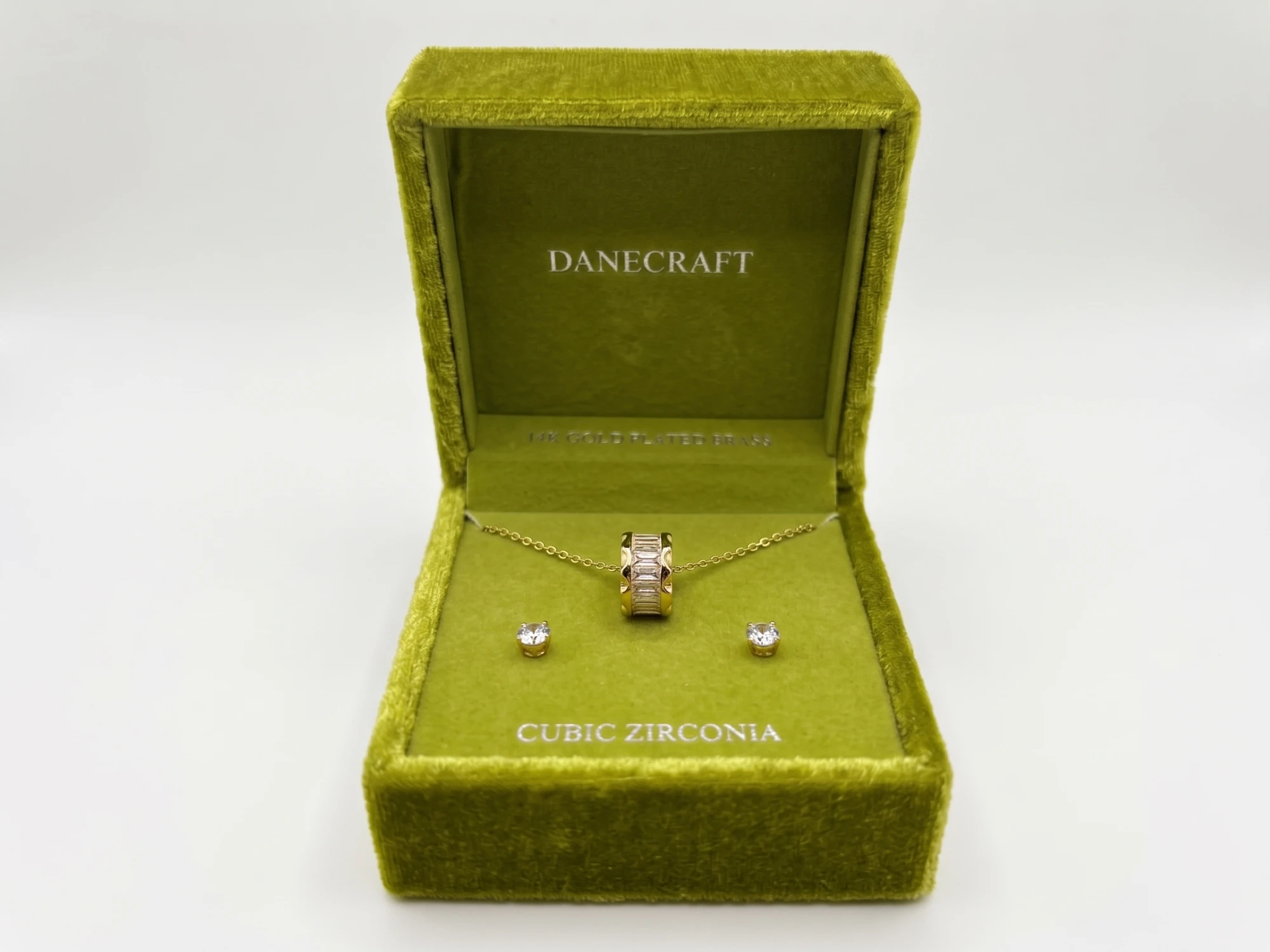 Zircon Stone 14K Gold Plated Brass