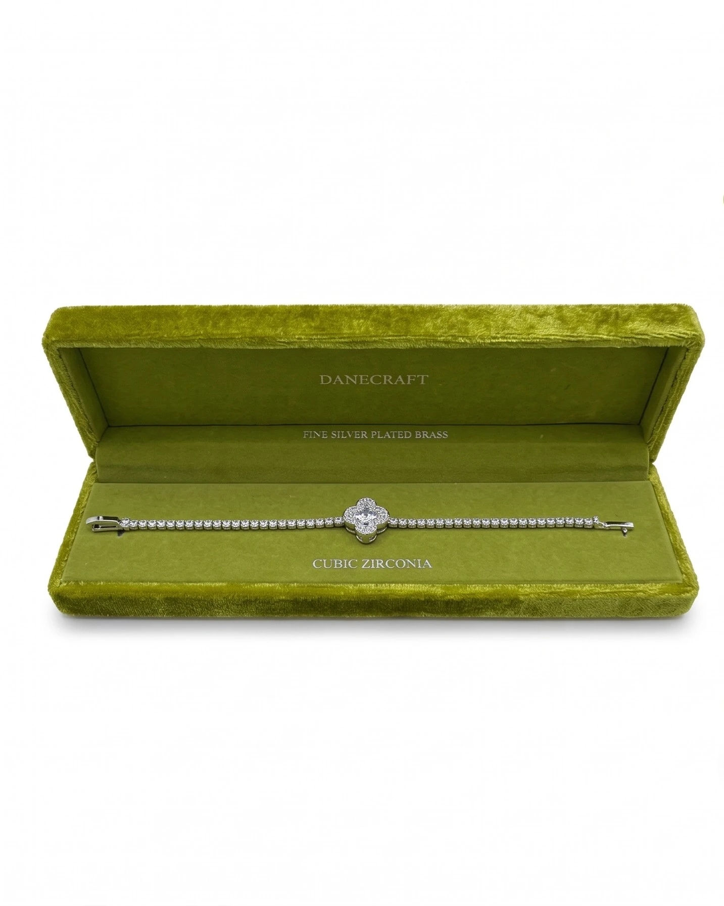 Zircon Stone Fine Silver-Plated Brass